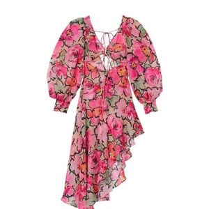 New! For Love & Lemons Tiana Midi Dress Pink Floral 31178